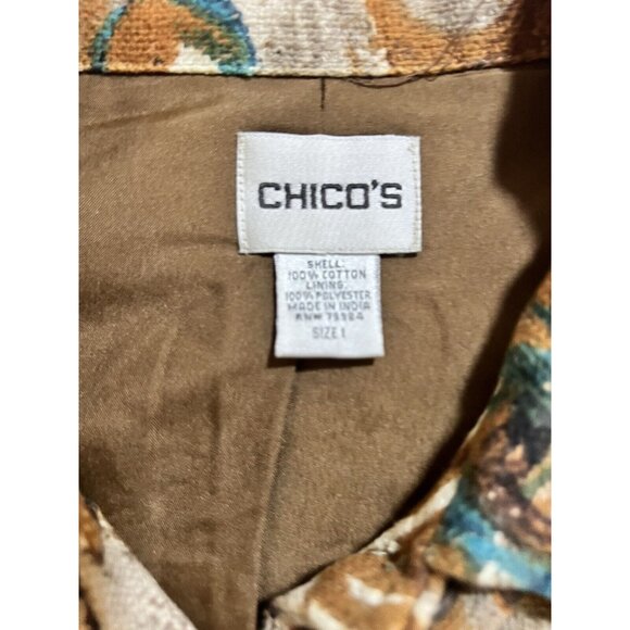 Vintage 90s Chicos Blazer Jacket Womens Size 1 Brown Floral Button Lined Ladies. - Picture 6 of 11